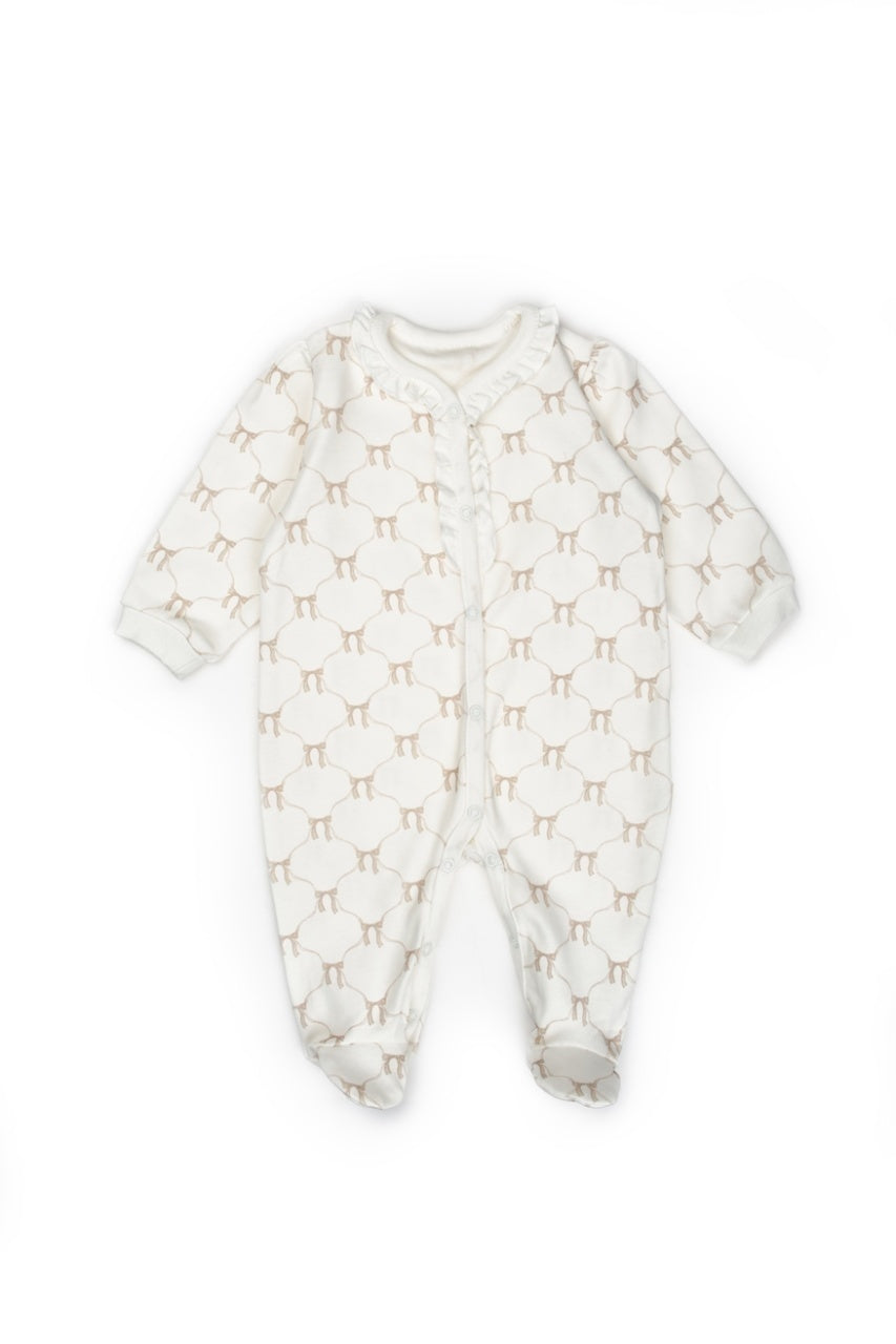 Set de 10 piese pentru nou nascut, Bow, stone, 100% bumbac organic, BabyCosy