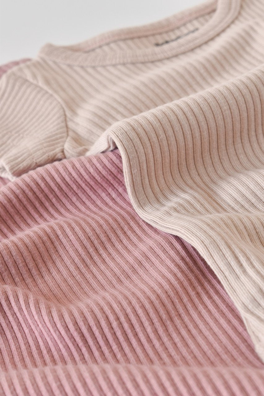 Set de 2 body-uri cu maneca scurta din bumbac organic si modal - Roz/Blush BabyCosy