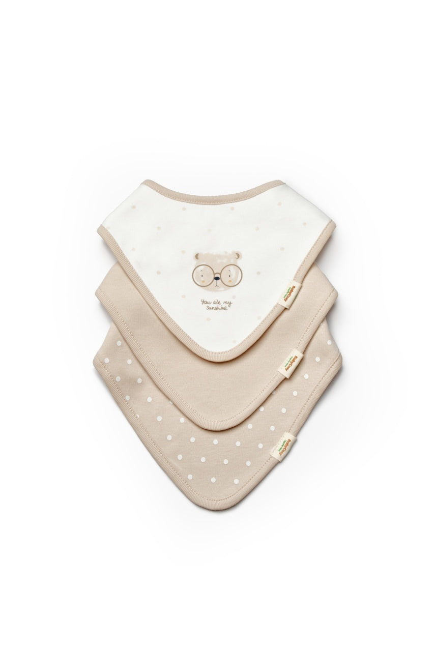 Set de 3 bavete pentru nou nascut, 100% bumbac organic, TeddyBear, BabyCosy