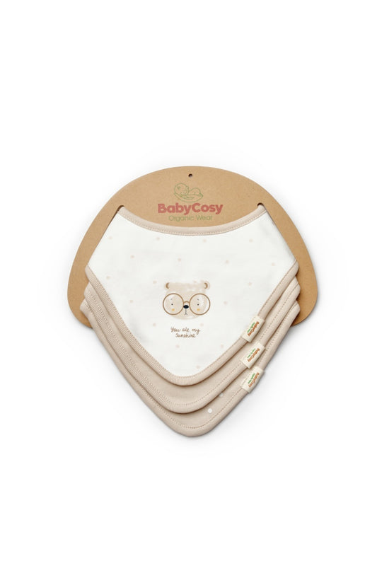 Set de 3 bavete pentru nou nascut, 100% bumbac organic, TeddyBear, BabyCosy - Baveta