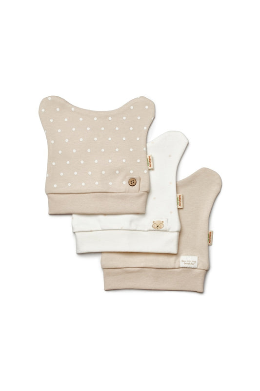 Set de 3 caciulite pentru nou nascut, 100% bumbac organic, TeddyBear, BabyCosy