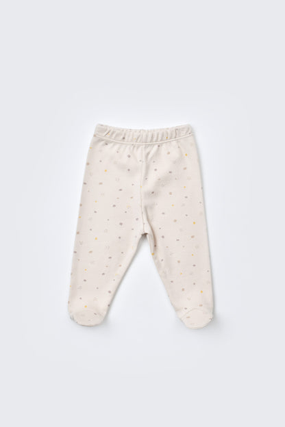 Set de 5 piese pentru nou nascut - 100% bumbac organic - Crem cu buline, BabyCosy