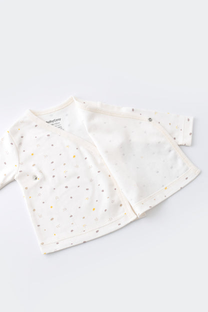Set de 5 piese pentru nou nascut - 100% bumbac organic - Ecru cu buline, BabyCosy