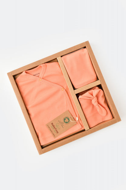 Set de 5 piese pentru nou nascut - 100% bumbac organic - Roz Piersica, BabyCosy