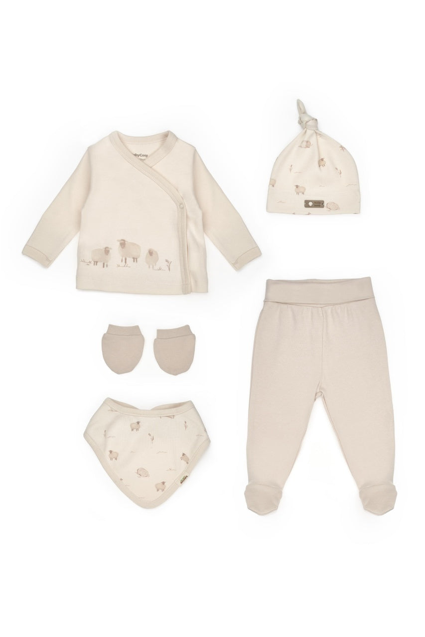 Set de 5 piese pentru nou nascut, Lamb, BabyCosy