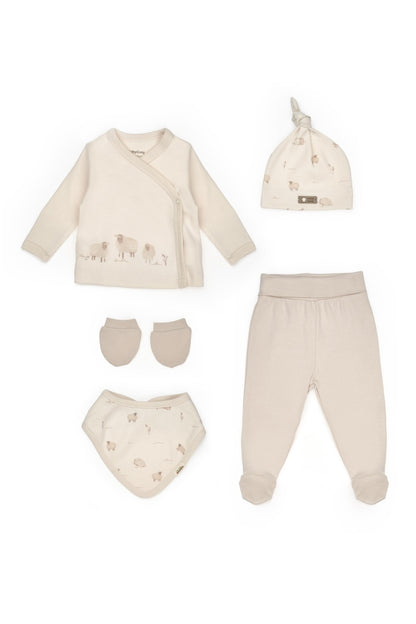 Set de 5 piese pentru nou nascut, Lamb, BabyCosy