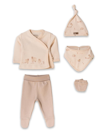 Set de 5 piese pentru nou nascut, Lamb, BabyCosy