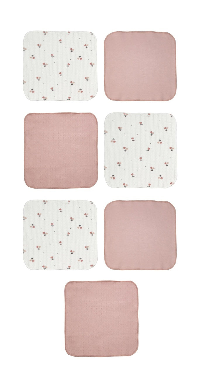 Set de 7 batistute din bumbac pentru bebelusi, BabyCosy, 25cmX25cm, roz