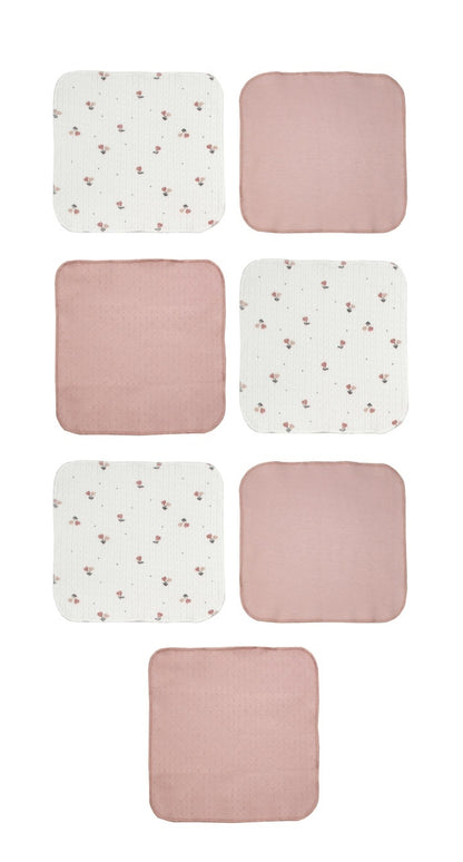 Set de 7 batistute din bumbac pentru bebelusi, BabyCosy, 25cmX25cm, roz