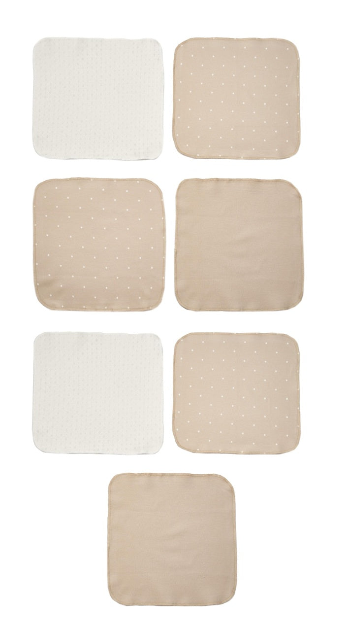 Set de 7 batistute din bumbac pentru bebelusi, BabyCosy, 25cmX25cm, roz
