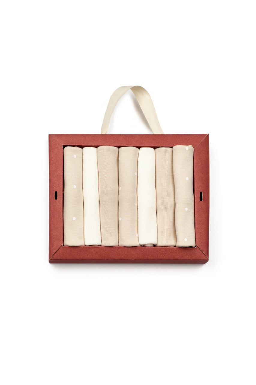 Set de 7 batistute din bumbac pentru bebelusi, BabyCosy, 25cmX25cm, roz