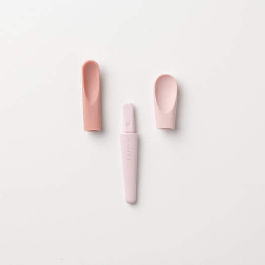 Set de lingurite 2 in 1 bebelusi Miniware Pre2PRO, 100% din materiale naturale biodegradabile, Pink Antioxidant -