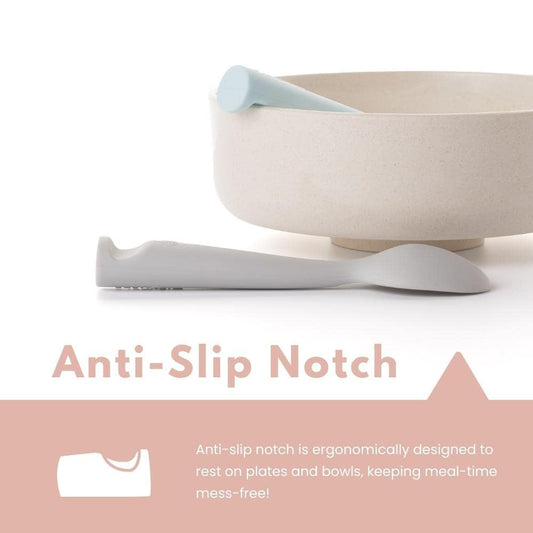 Set de lingurite bebelusi Miniware, 100% silicon alimentar, Grey+Cotton candy -