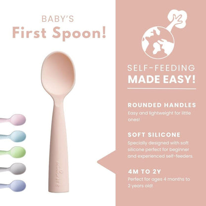 Set de lingurite bebelusi Miniware, 100% silicon alimentar, Grey+Cotton candy