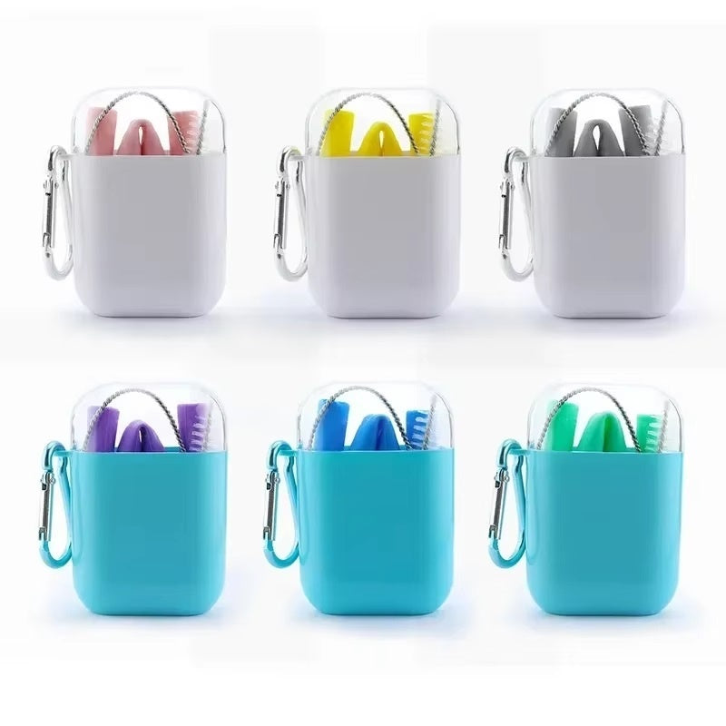 Set de paie portabile reutilizabile din silicon - mov -
