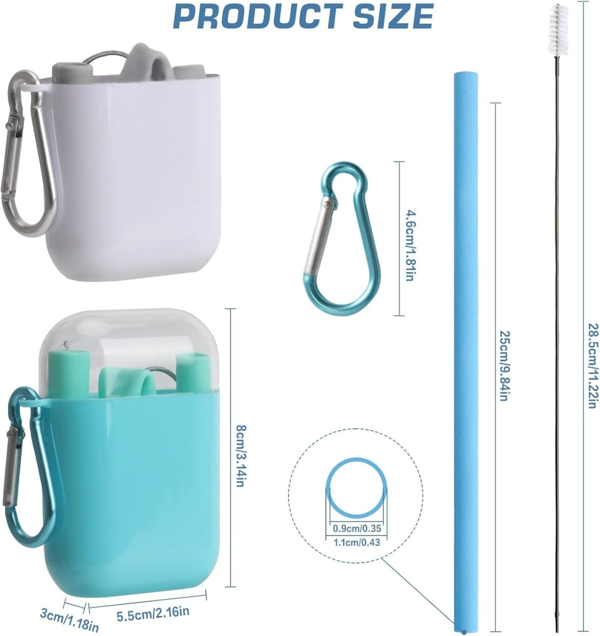 Set de paie portabile reutilizabile din silicon - verde -