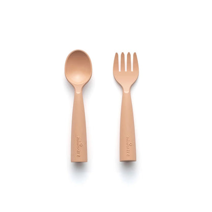 Set de tacamuri bebelusi Miniware My First Cutlery, 100% din materiale naturale biodegradabile, Toffee