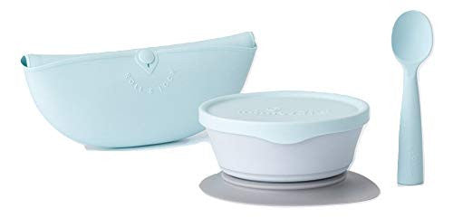 Set diversificare hrana bebelusi Miniware First Bites, 100% din materiale naturale biodegradabile, 4 piese, Aqua -