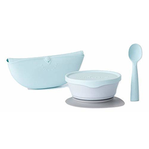 Set diversificare hrana bebelusi Miniware First Bites, 100% din materiale naturale biodegradabile, 4 piese, Aqua -