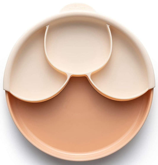 Set diversificare hrana bebelusi Miniware Healthy Meal, 100% din materiale naturale biodegradabile, 3 piese, Toffee/Peach -