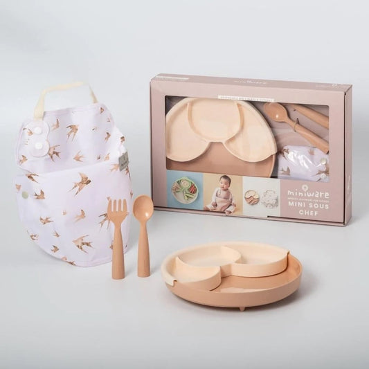 Set diversificare hrana bebelusi Miniware Mini Sous Chef 100% din materiale naturale biodegradabile, 6 piese, Golden Harvest -