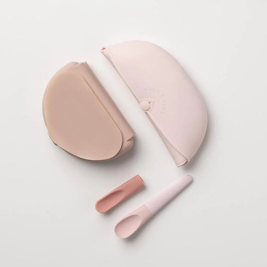 Set diversificare hrana bebelusi Miniware Sili Mini GO, 100% din materiale naturale biodegradabile, 3 piese, Pink Antioxidant -