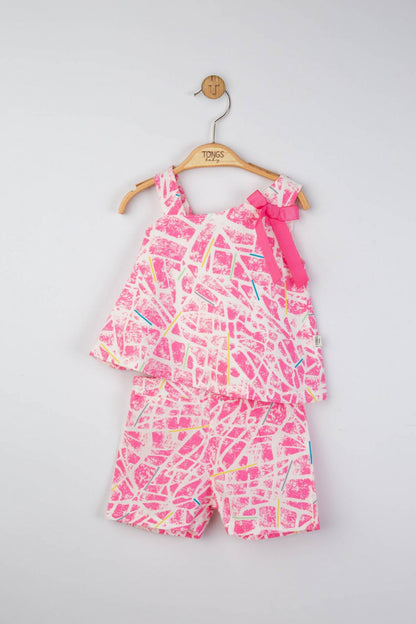 Set elegant bluzita de vara cu pantalonasi pentru fetite Mystery, Tongs baby