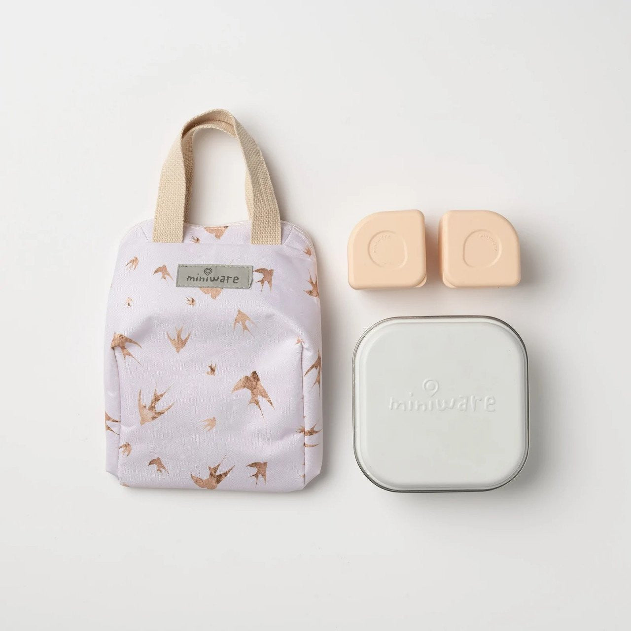 Set geanta termoizolanta Mealtote cu cutie Grow bento, Miniware Ready Go! Bento, 4 piese, Golden Swallow