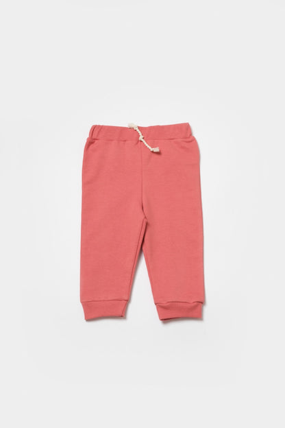 Set hanorac cu gluga si pantaloni, Two thread, 100%bumbac organic - Rose, BabyCosy