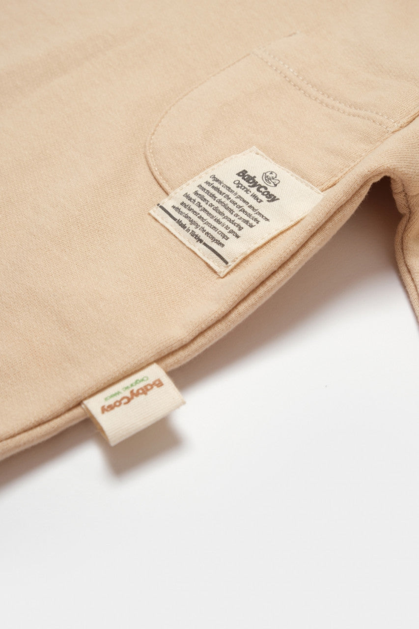 Set hanorac cu gluga si pantaloni, Two thread, 100%bumbac organic - Stone, BabyCosy