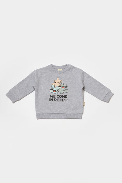 Set hanorac si pantaloni, Two thread, 100%bumbac organic - Gri, BabyCosy