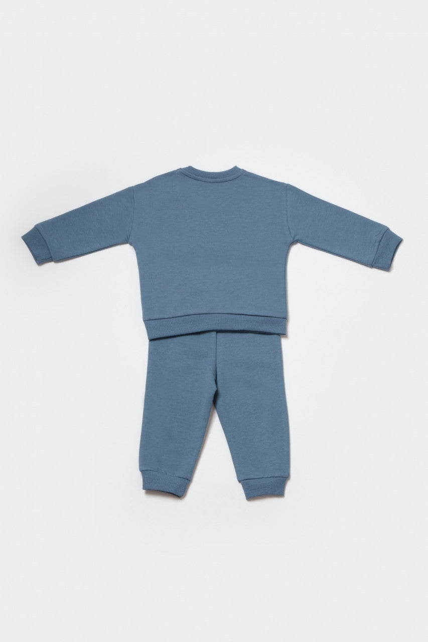 Set hanorac si pantaloni, Two thread, 100%bumbac organic - Indigo, BabyCosy