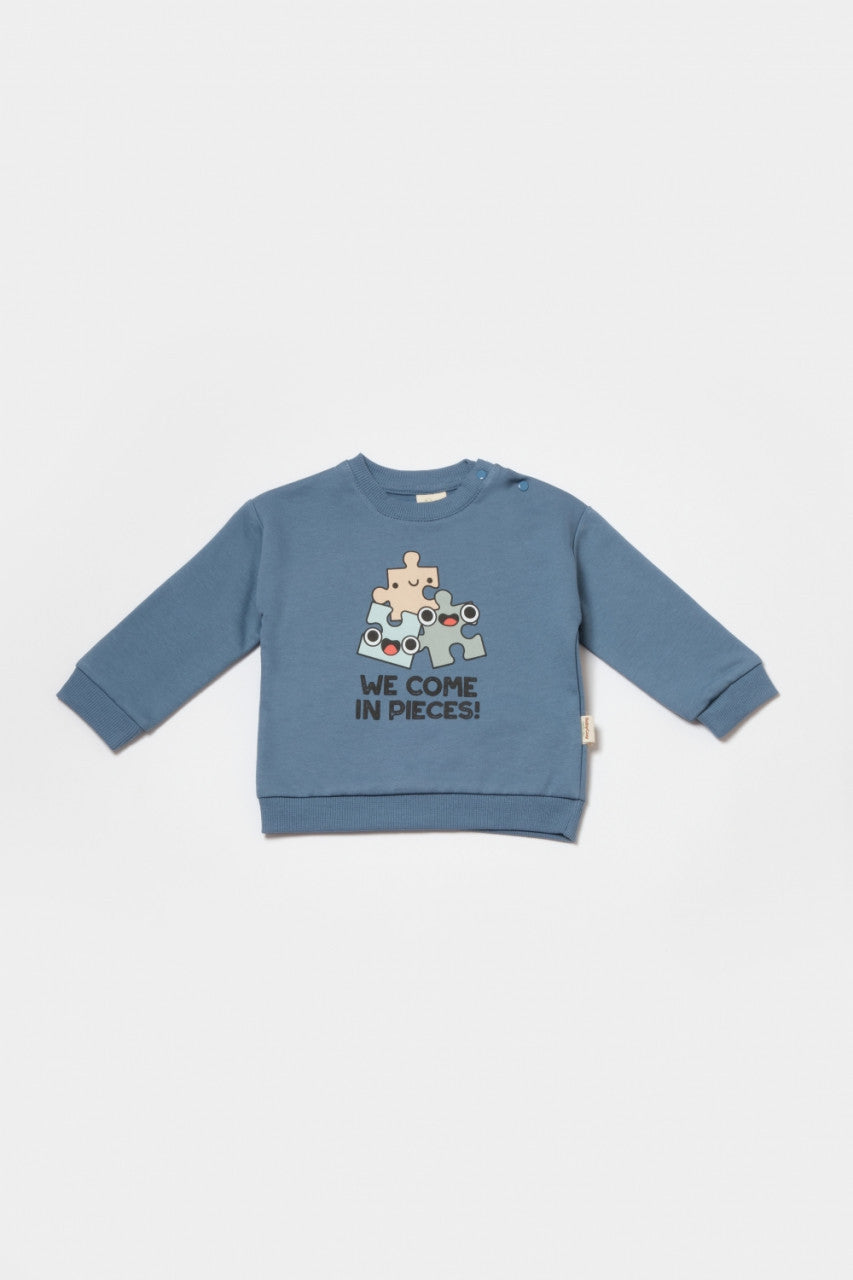 Set hanorac si pantaloni, Two thread, 100%bumbac organic - Indigo, BabyCosy