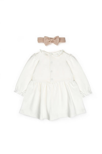 Set rochita cu bentita, Bow, BabyCosy, 100%bumbac organic, Stone