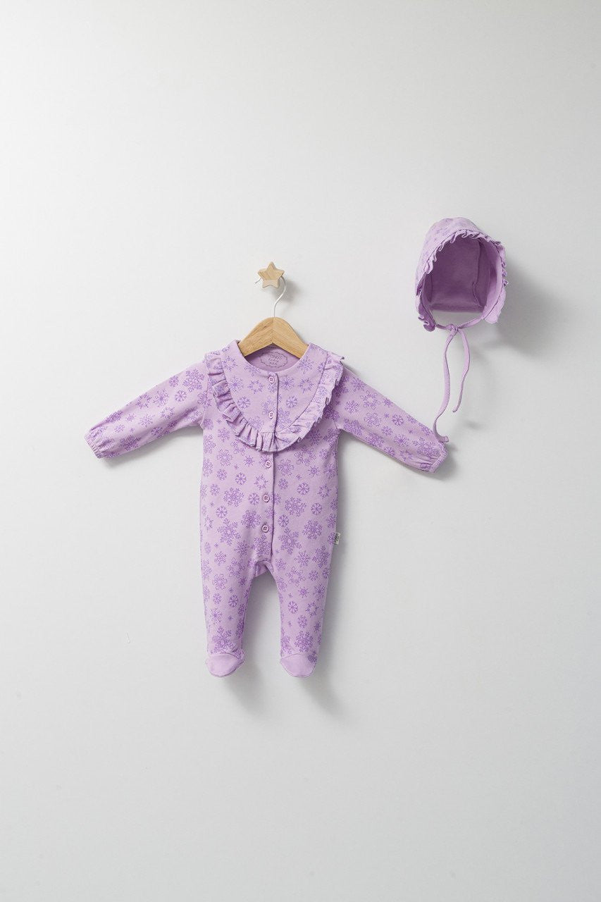 Set salopeta cu caciulita cu volanas pentru bebelusi Ballon, Tongs baby