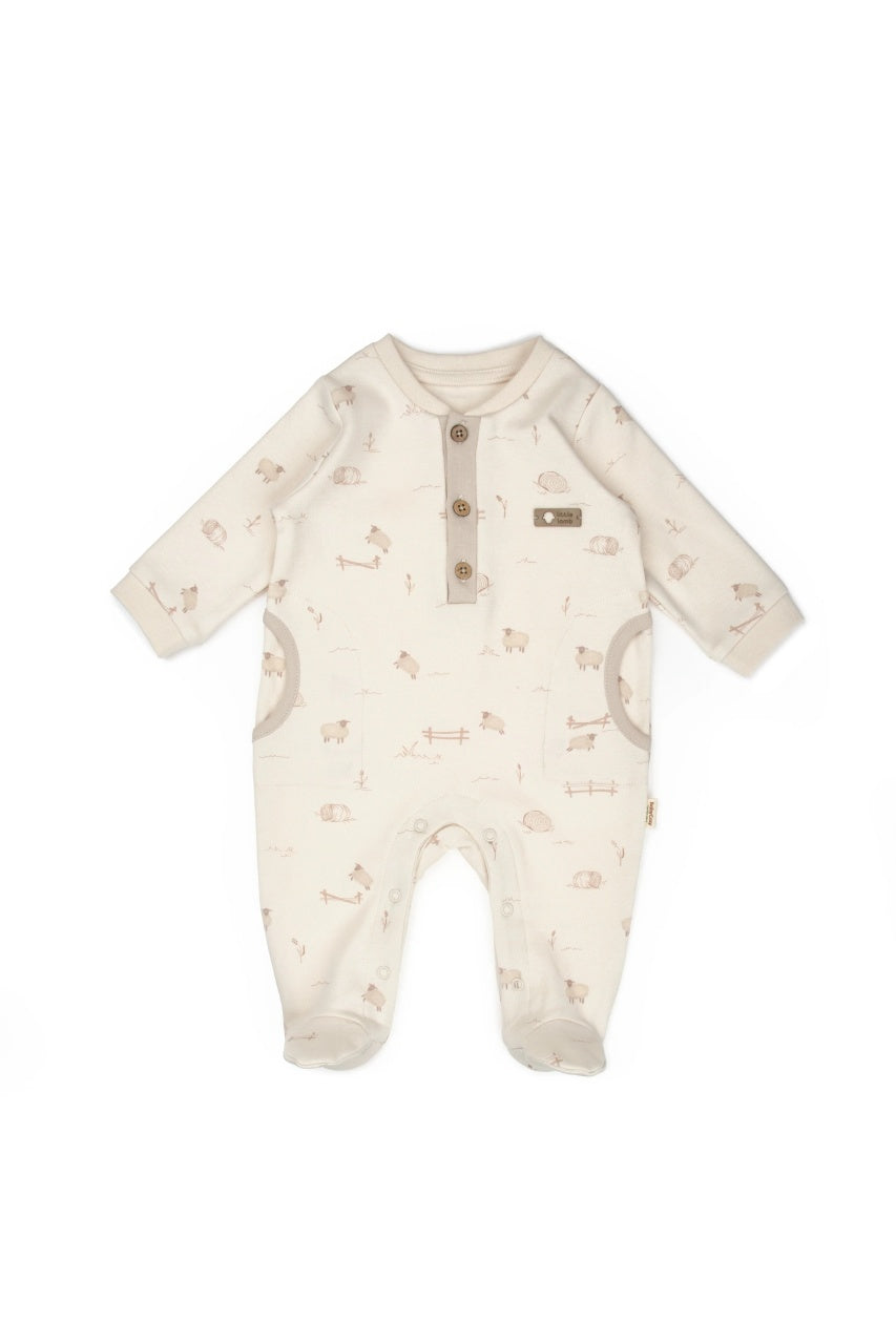 Set salopeta cu caciulita, Lamb, BabyCosy, 100% bumbac organic