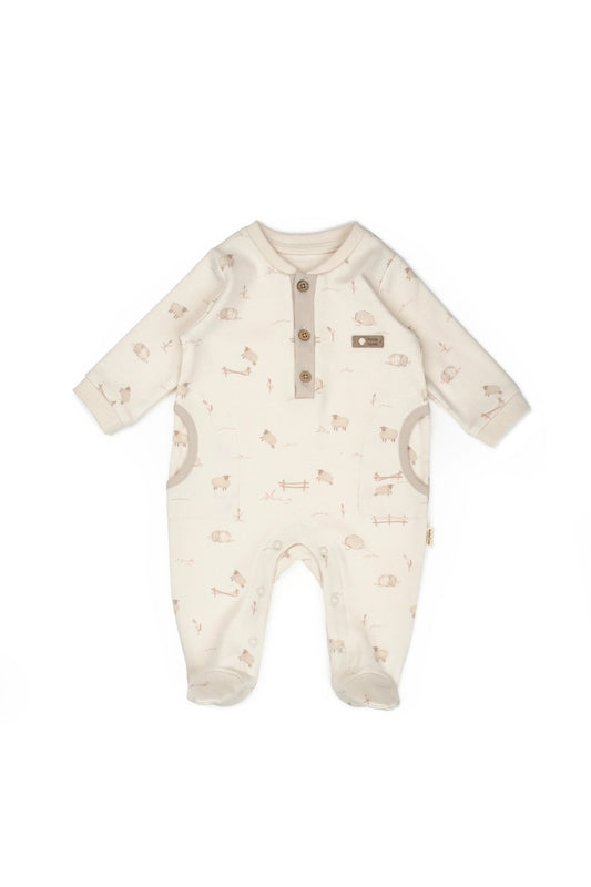 Set salopeta cu caciulita, Lamb, BabyCosy, 100% bumbac organic - Salopeta