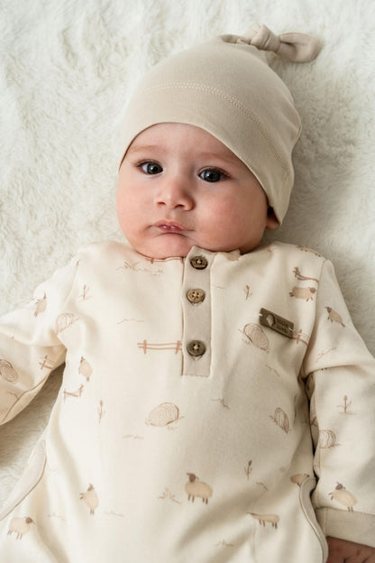 Set salopeta cu caciulita, Lamb, BabyCosy, 100% bumbac organic