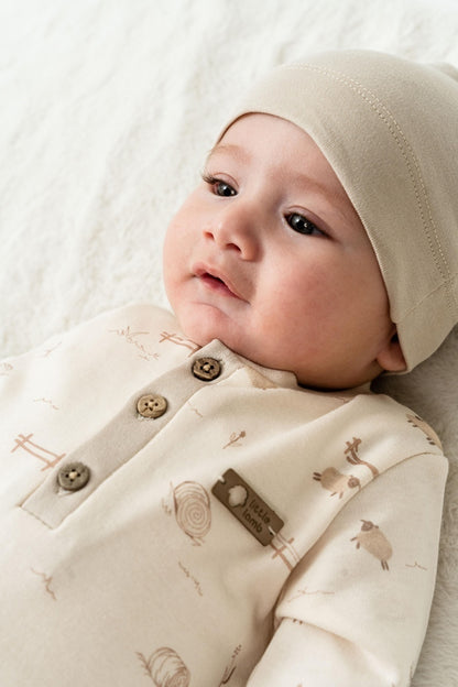 Set salopeta cu caciulita, Lamb, BabyCosy, 100% bumbac organic