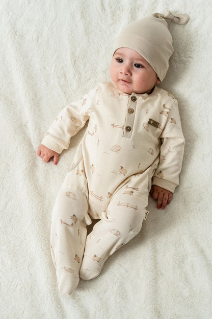Set salopeta cu caciulita, Lamb, BabyCosy, 100% bumbac organic