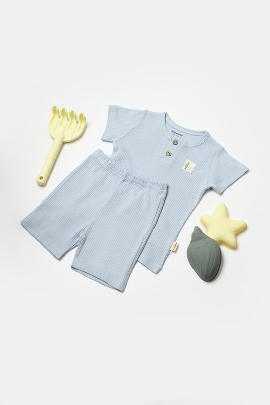 Set tricou cu pantaloni Bamboo, blue, BabyCosy, 50%bumbac+50% bambus