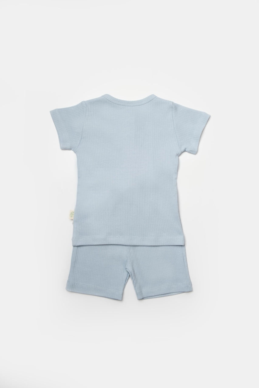 Set tricou cu pantaloni Bamboo, blue, BabyCosy, 50%bumbac+50% bambus