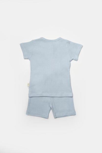 Set tricou cu pantaloni Bamboo, blue, BabyCosy, 50%bumbac+50% bambus