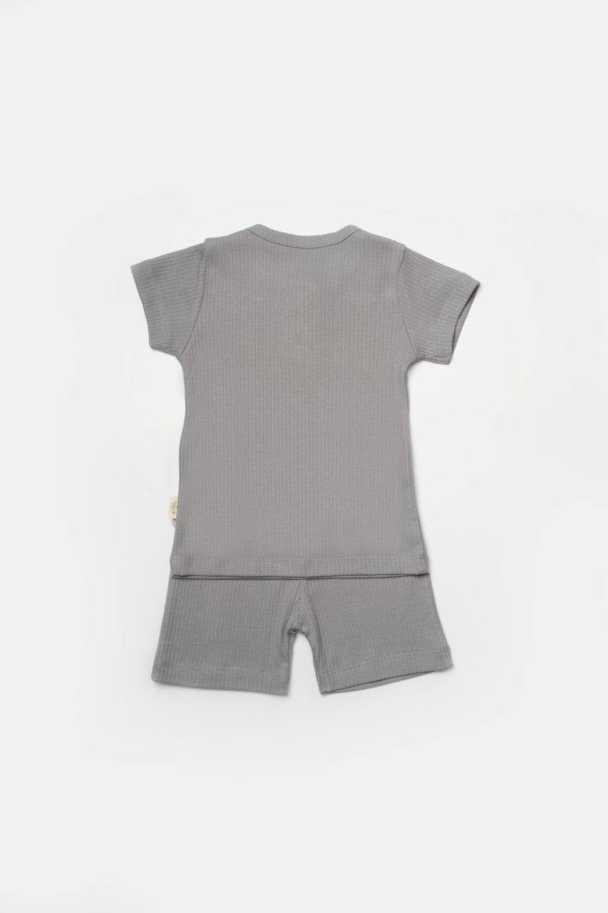 Set tricou cu pantaloni Bamboo, gri, BabyCosy, 50%bumbac+50% bambus