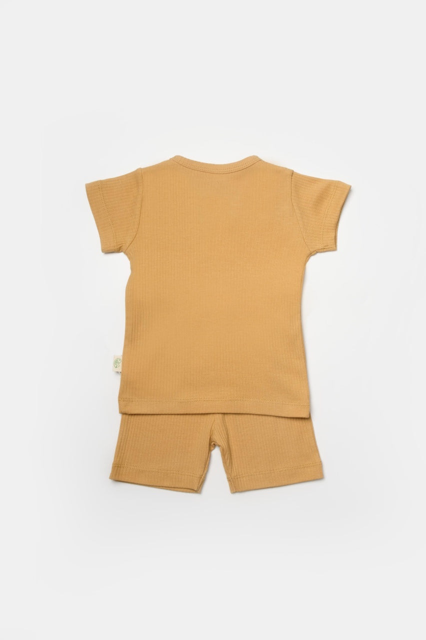 Set tricou cu pantaloni Bamboo, maro, BabyCosy, 50%bumbac+50% bambus