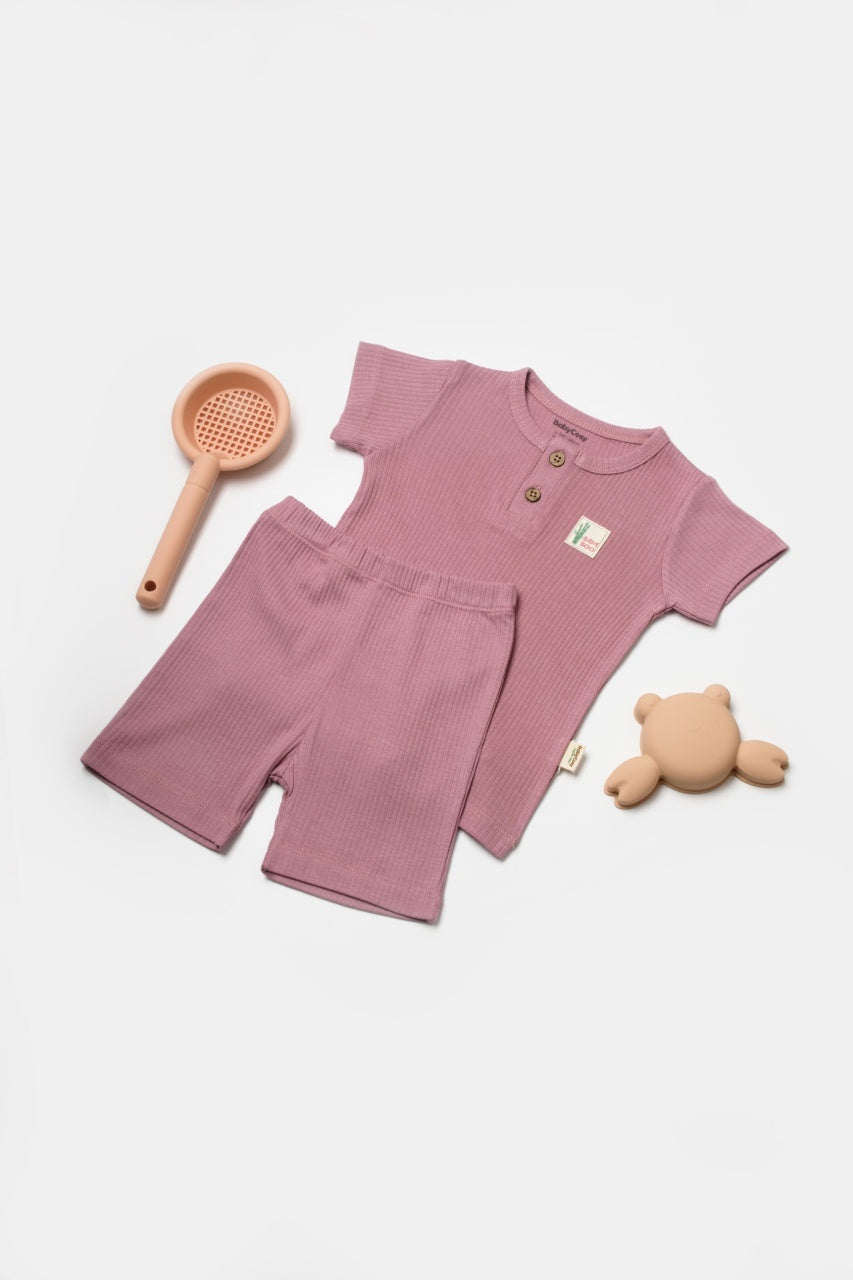 Set tricou cu pantaloni Bamboo, roz, BabyCosy, 50%bumbac+50% bambus