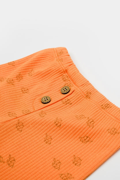 Set tricou cu pantaloni Printed, portocaliu, BabyCosy, 50%bumbac+50% modal