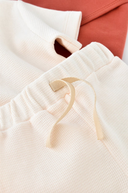 Set tricou cu pantaloni scurti - 100% bumbac organic - Ecru, BabyCosy