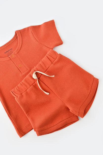 Set tricou cu pantaloni scurti - 100% bumbac organic - Scortisoara, BabyCosy