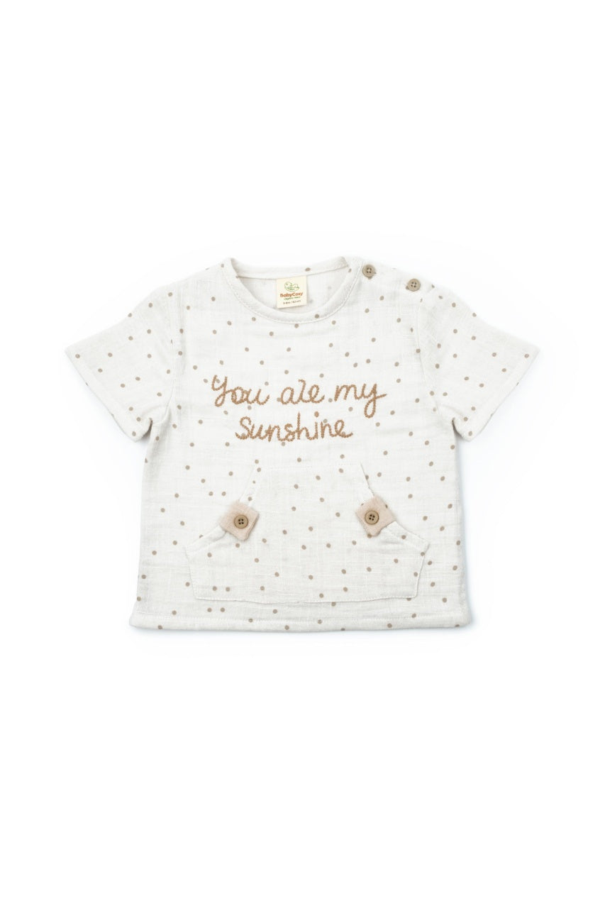 Set tricou cu pantaloni scurti TeddyBear, 100% bumbac organic, BabyCosy